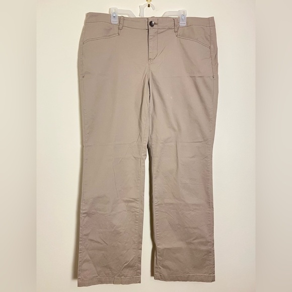 Lane Bryant Womens Pants Brown Straight Wide Leg Cotton 18 Long Career Trouser - Picture 4 of 17